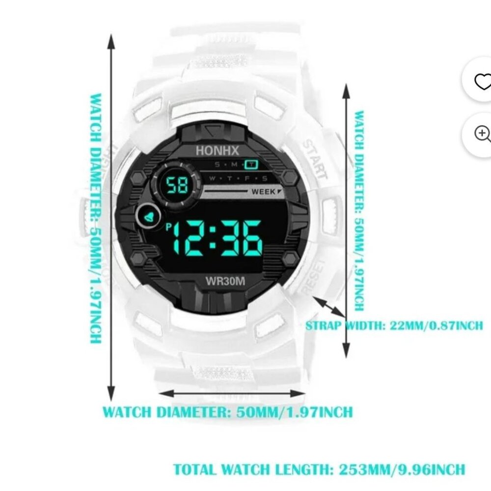 NEW - DIGITAL SPORTS WATCH WHITE/ROSEGOLD - BATTERY POWERED ADJUSTABLE BAND - Picture 3 of 5
